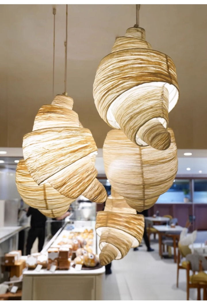 Croissant lampada a sospensione in tessuto