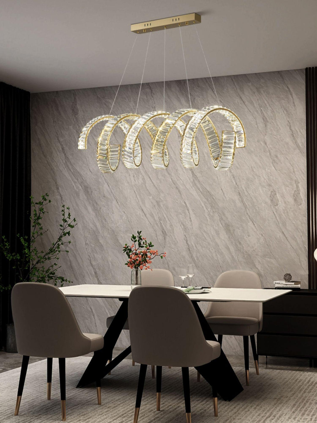 Luxielle lampadario Curvo LED Cristallo Lussuoso