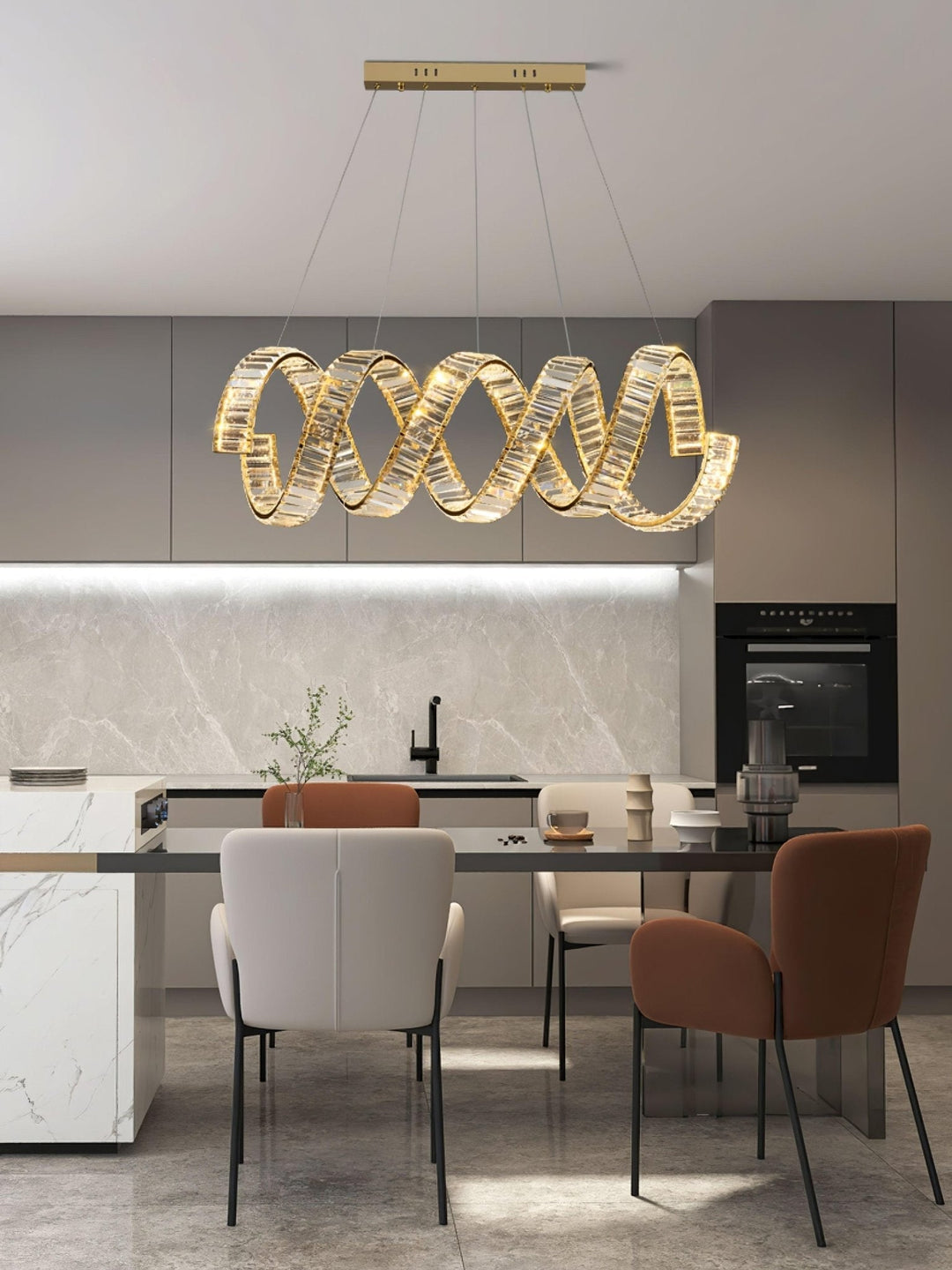 Luxielle lampadario Curvo LED Cristallo Lussuoso