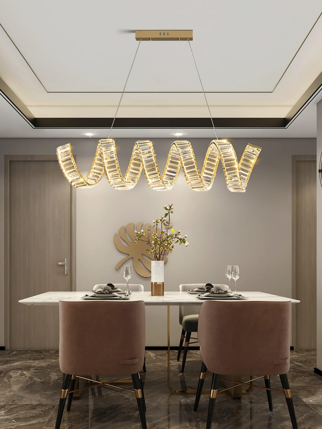 Luxielle lampadario Curvo LED Cristallo Lussuoso