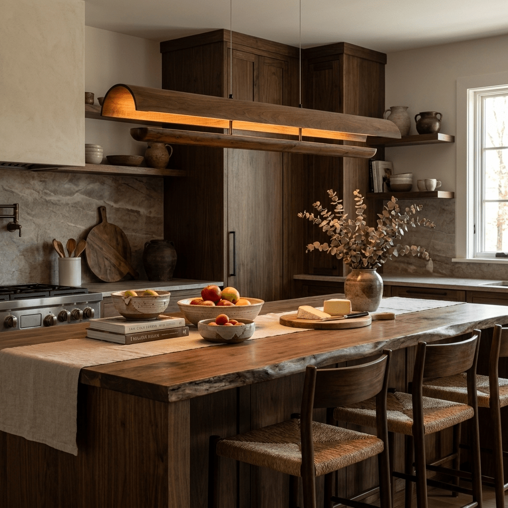 Curved lampada a sospensione in legno lineare