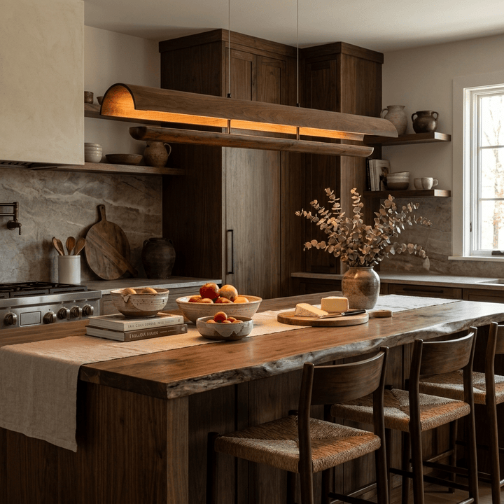 Curved lampada a sospensione in legno lineare