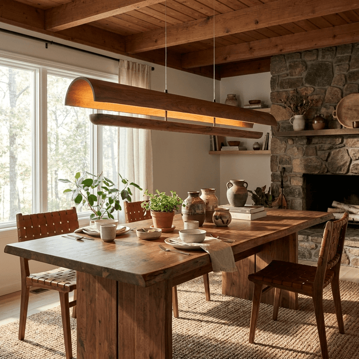 Curved lampada a sospensione in legno lineare