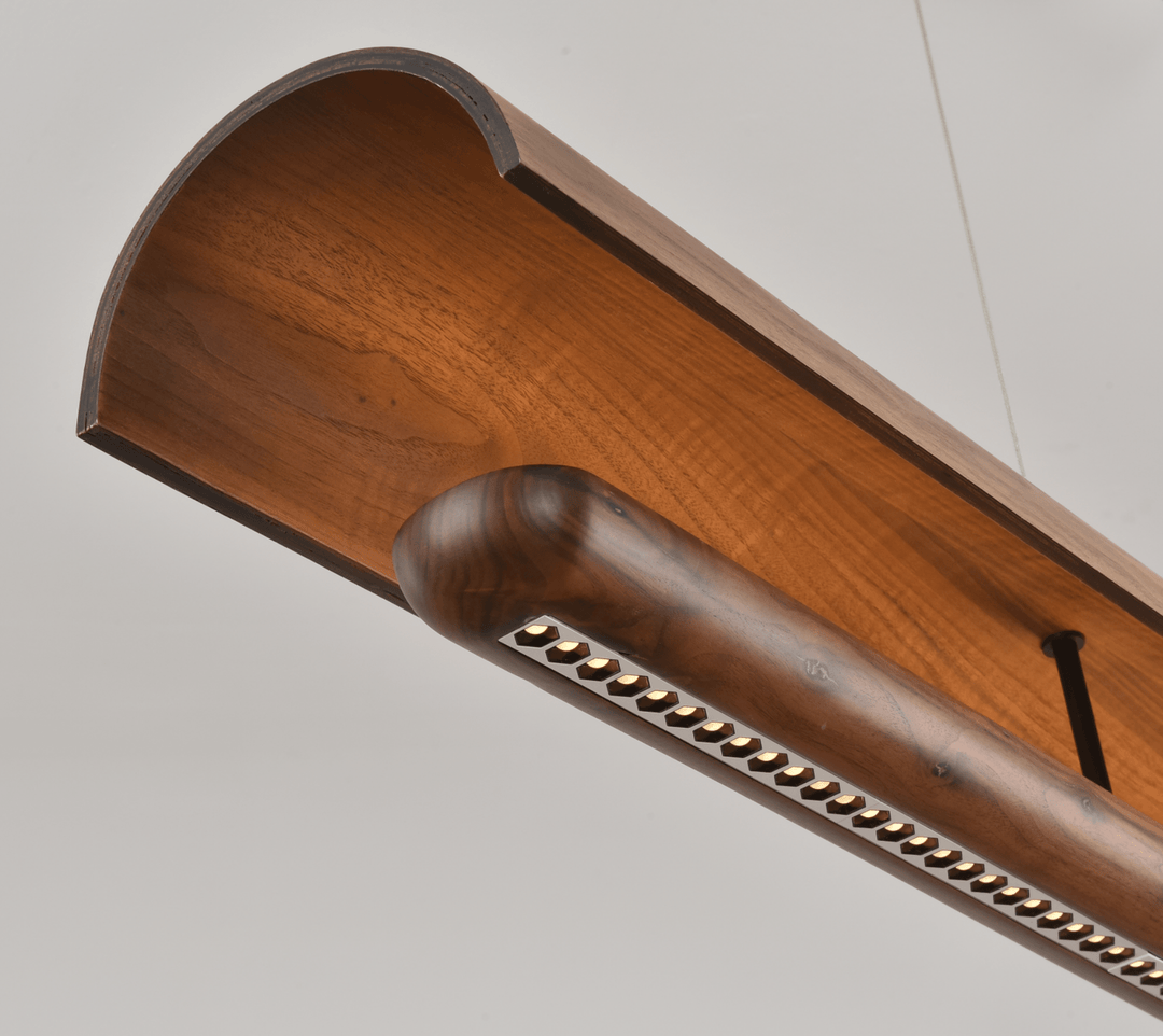 Curved lampada a sospensione in legno lineare