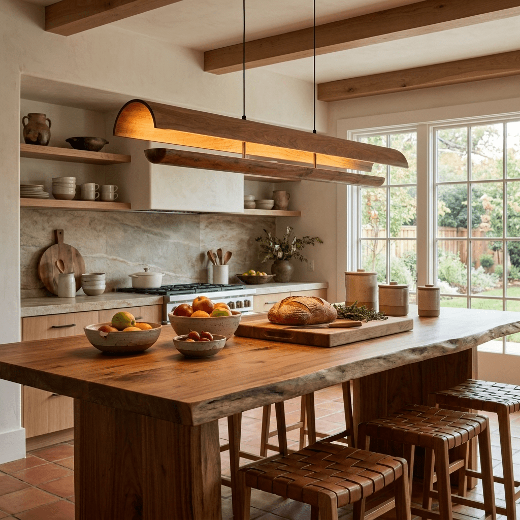 Curved lampada a sospensione in legno lineare