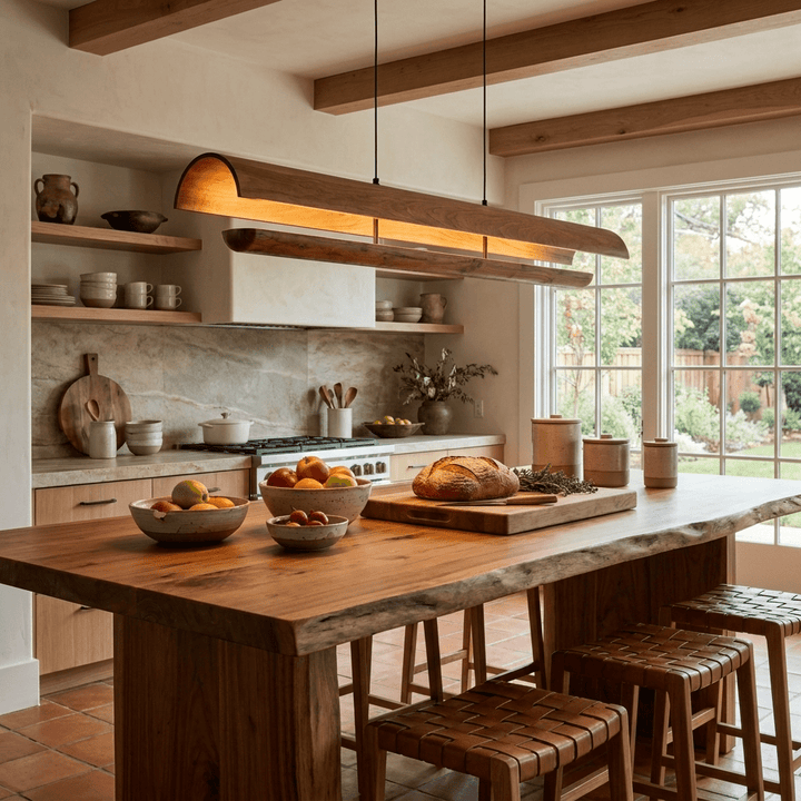 Curved lampada a sospensione in legno lineare