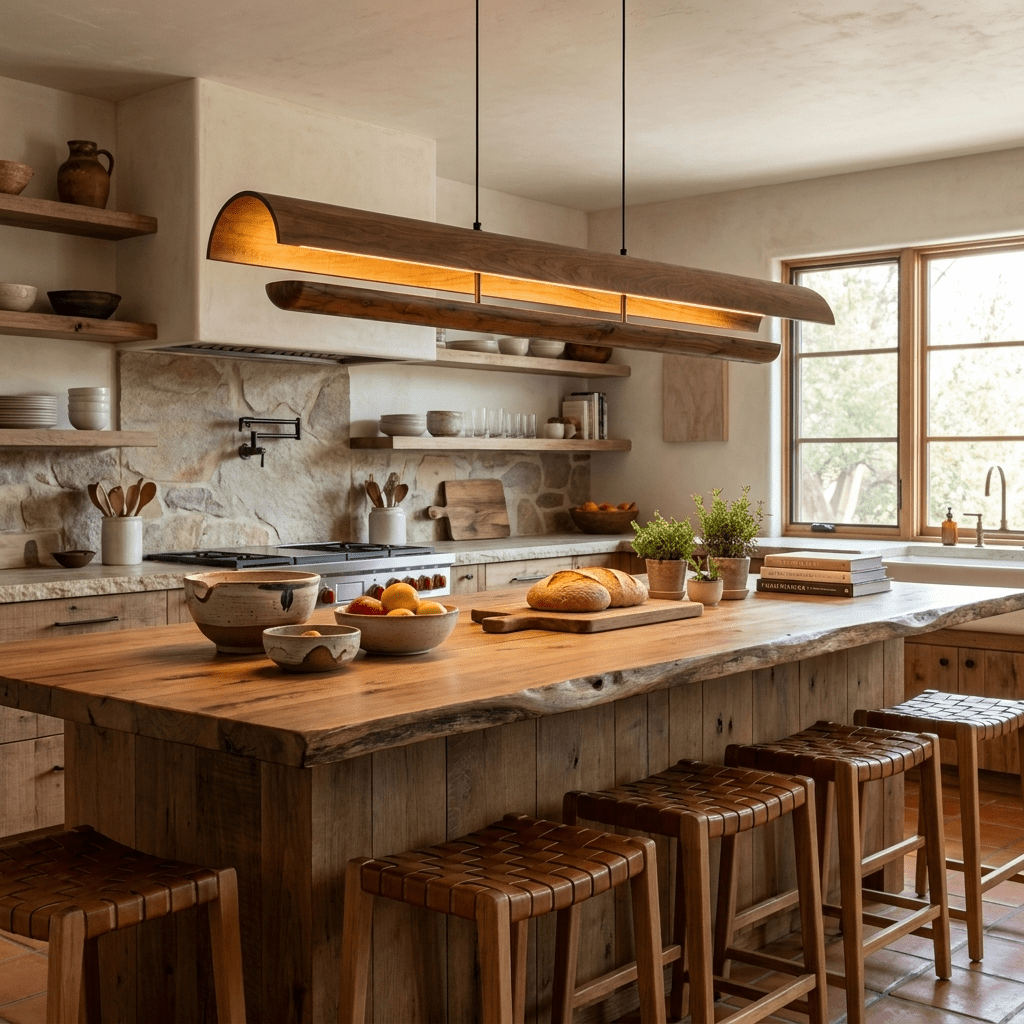 Curved lampada a sospensione in legno lineare