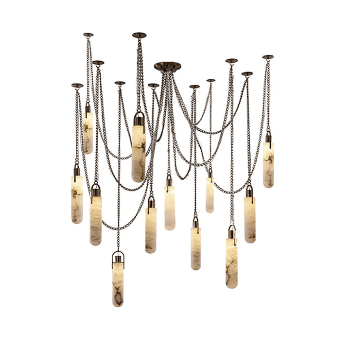 Lampadario in alabastro a grappolo cilindrico