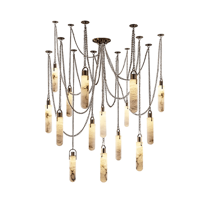 Lampadario in alabastro a grappolo cilindrico