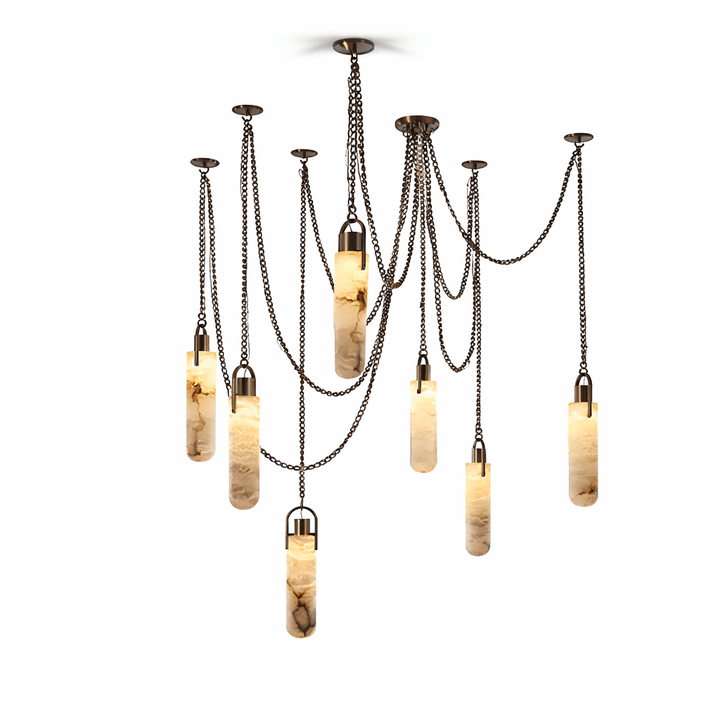 Lampadario in alabastro a grappolo cilindrico