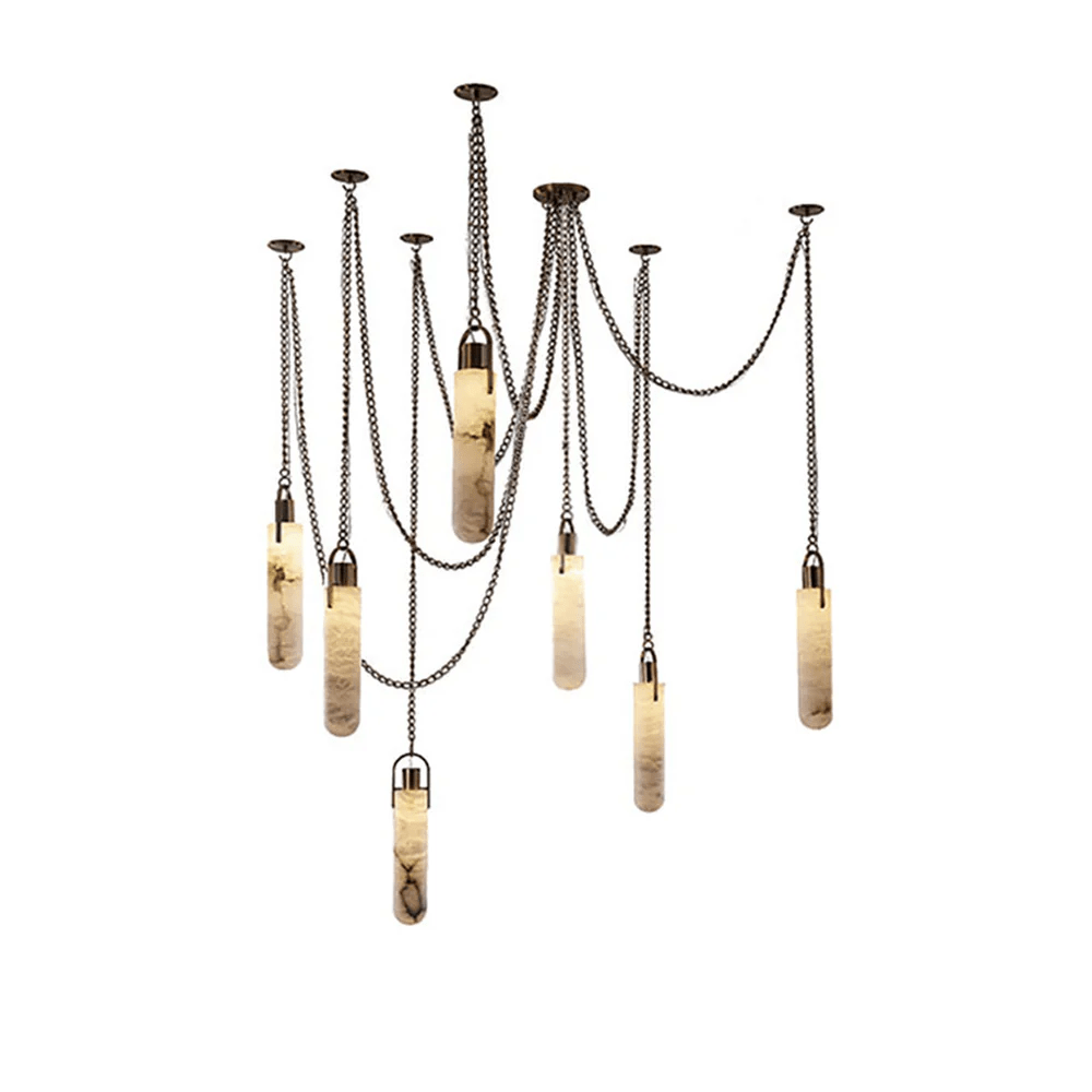 Lampadario in alabastro a grappolo cilindrico