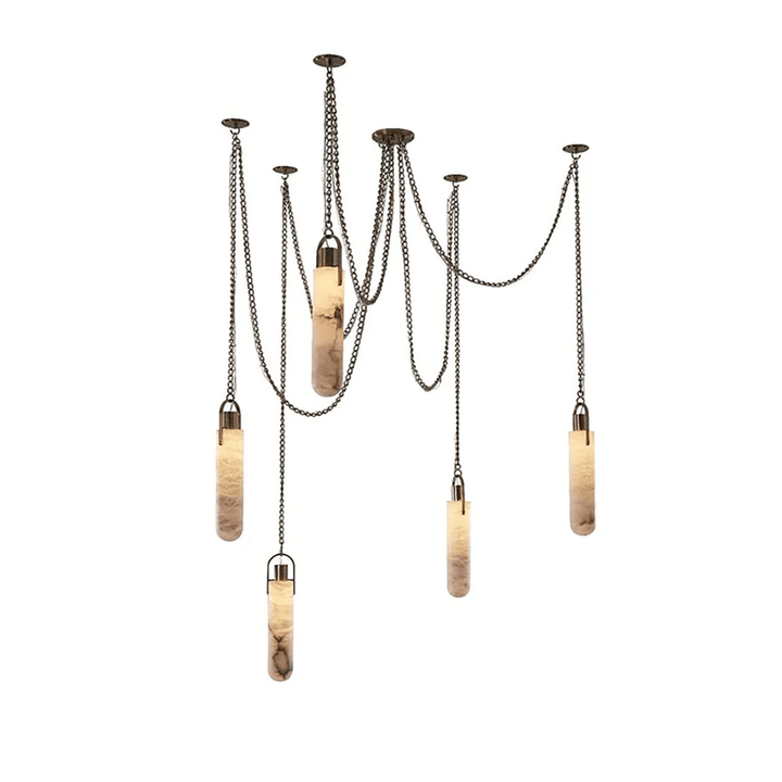 Lampadario in alabastro a grappolo cilindrico