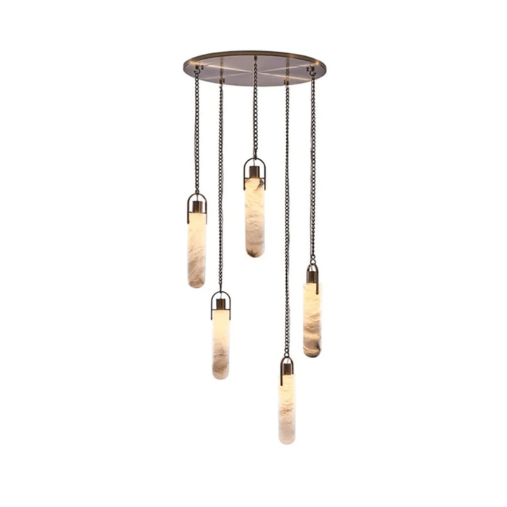 Lampadario in alabastro a grappolo cilindrico