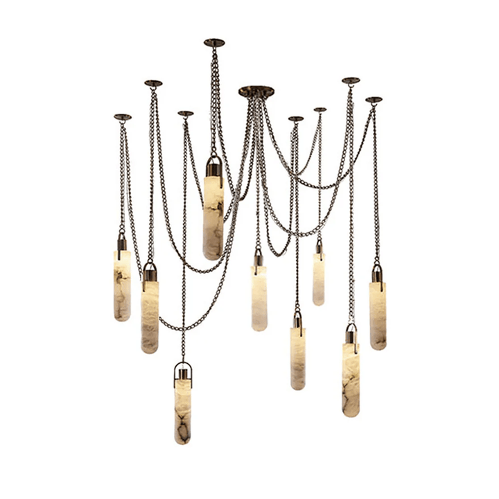 Lampadario in alabastro a grappolo cilindrico