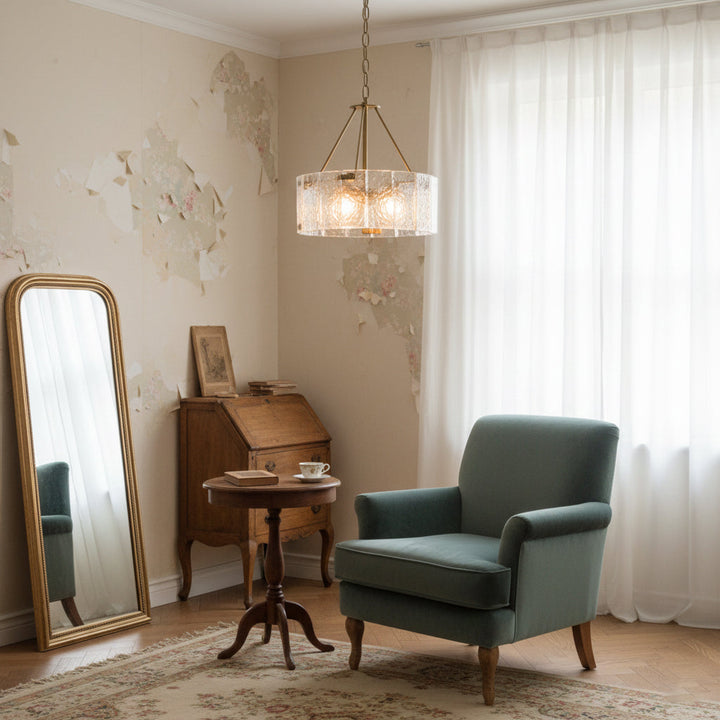 Virelix lampadario in vetro a Tamburo cilindrico