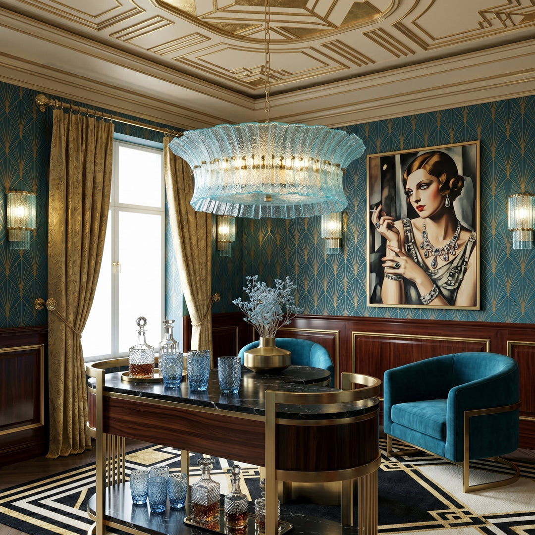 Celoissa lampadario in vetro Blu