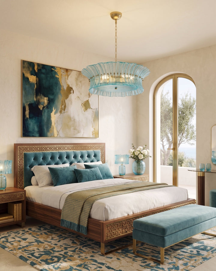 Celoissa lampadario in vetro Blu