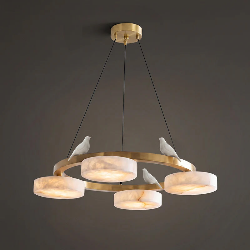 Nivaian Bird Round alabastro lampadario