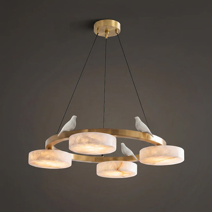 Nivaian Bird Round alabastro lampadario