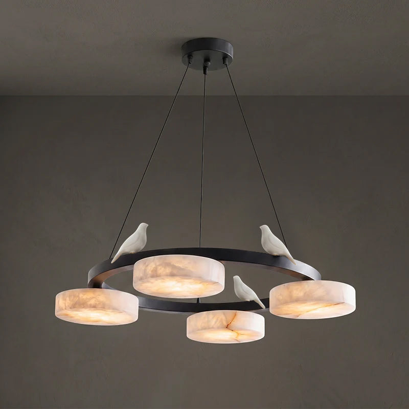 Nivaian Bird Round alabastro lampadario