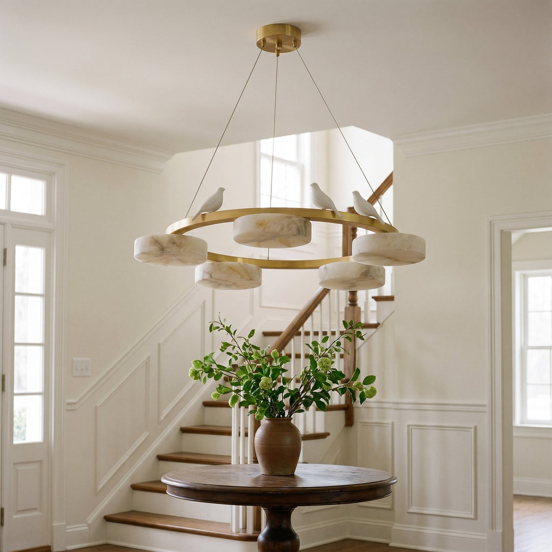 Nivaian Bird Round alabastro lampadario