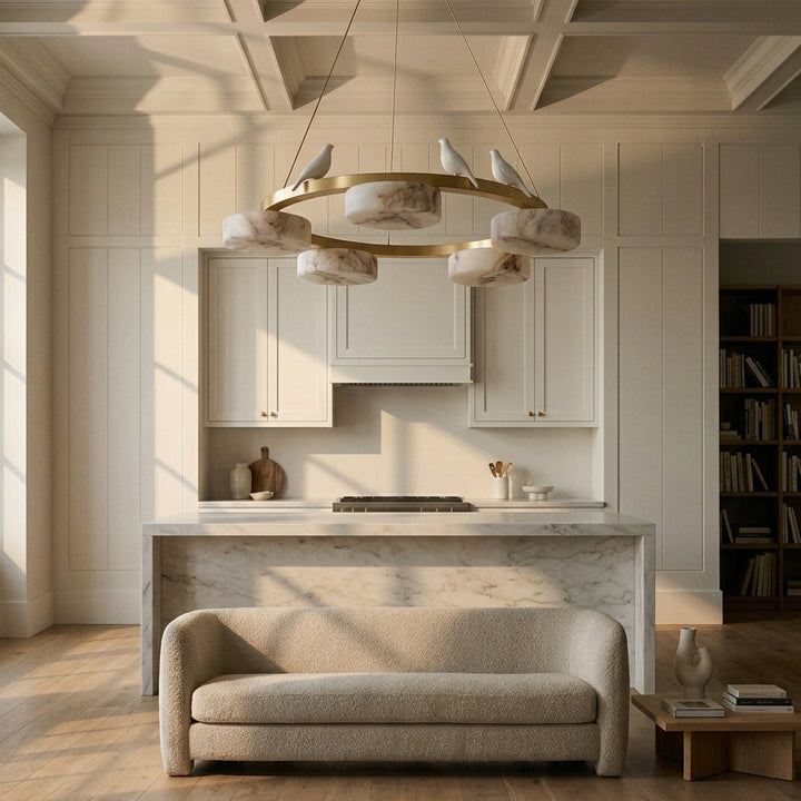 Nivaian Bird Round alabastro lampadario