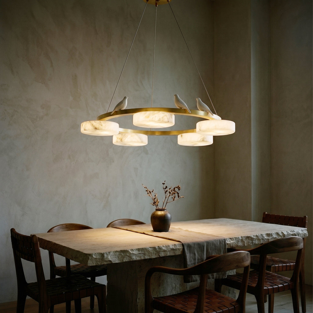 Nivaian Bird Round alabastro lampadario