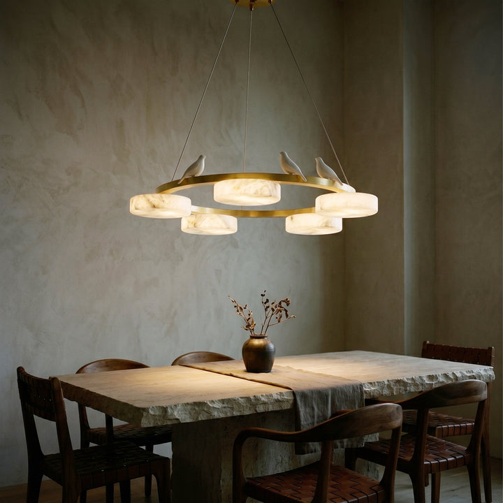 Nivaian Bird Round alabastro lampadario