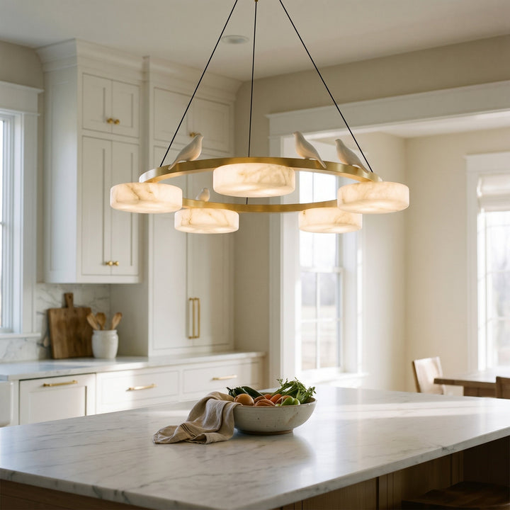 Nivaian Bird Round alabastro lampadario