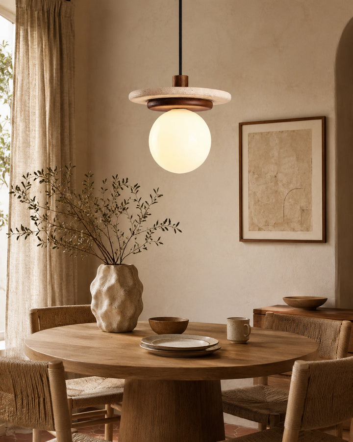 Farren lampada a sospensione in travertino beige