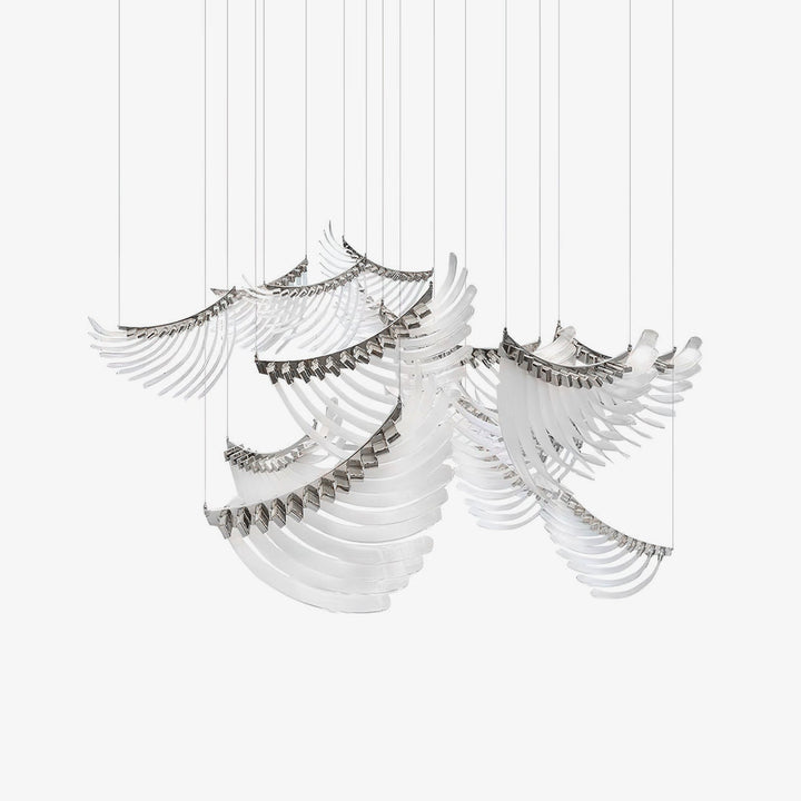 Eurrinia lampadario con ali in vetro a grappolo