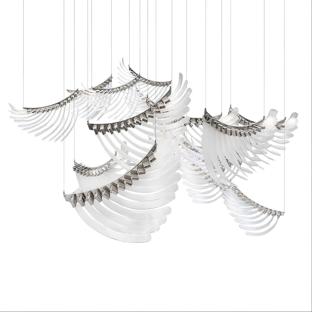Eurrinia lampadario con ali in vetro a grappolo