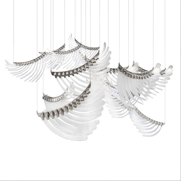 Eurrinia lampadario con ali in vetro a grappolo