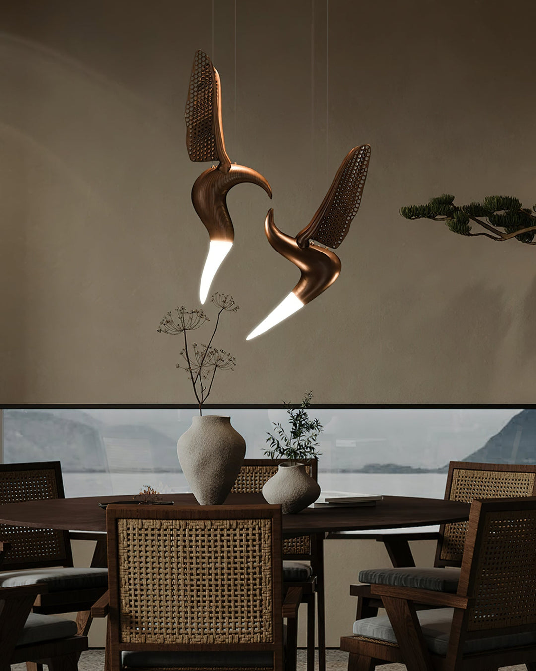 Elsilor lampada a sospensione Avian-Inspired in legno