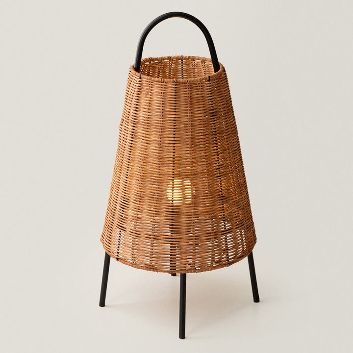 Ravora lampada da tavolo in rattan naturale stile costiero