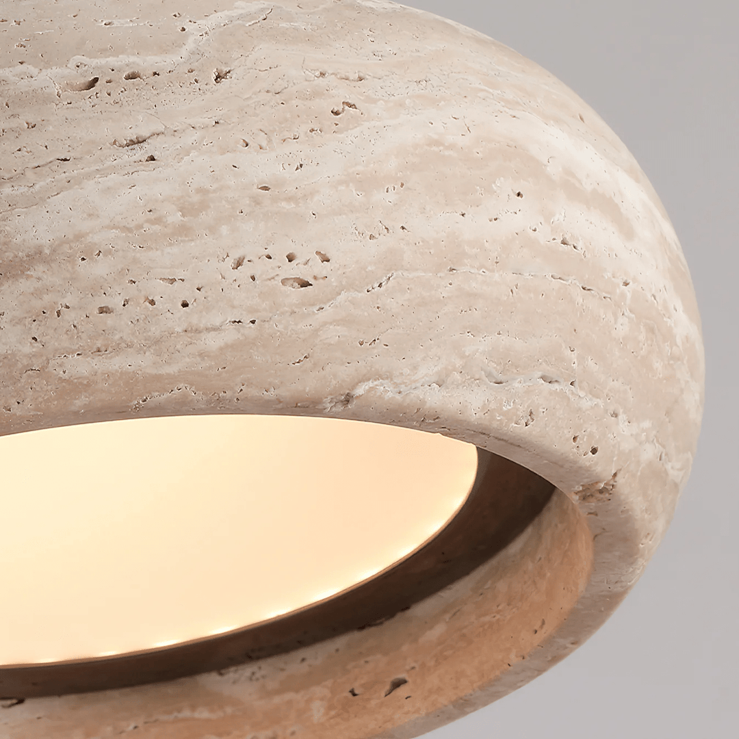 Donut lampada a sospensione in travertino