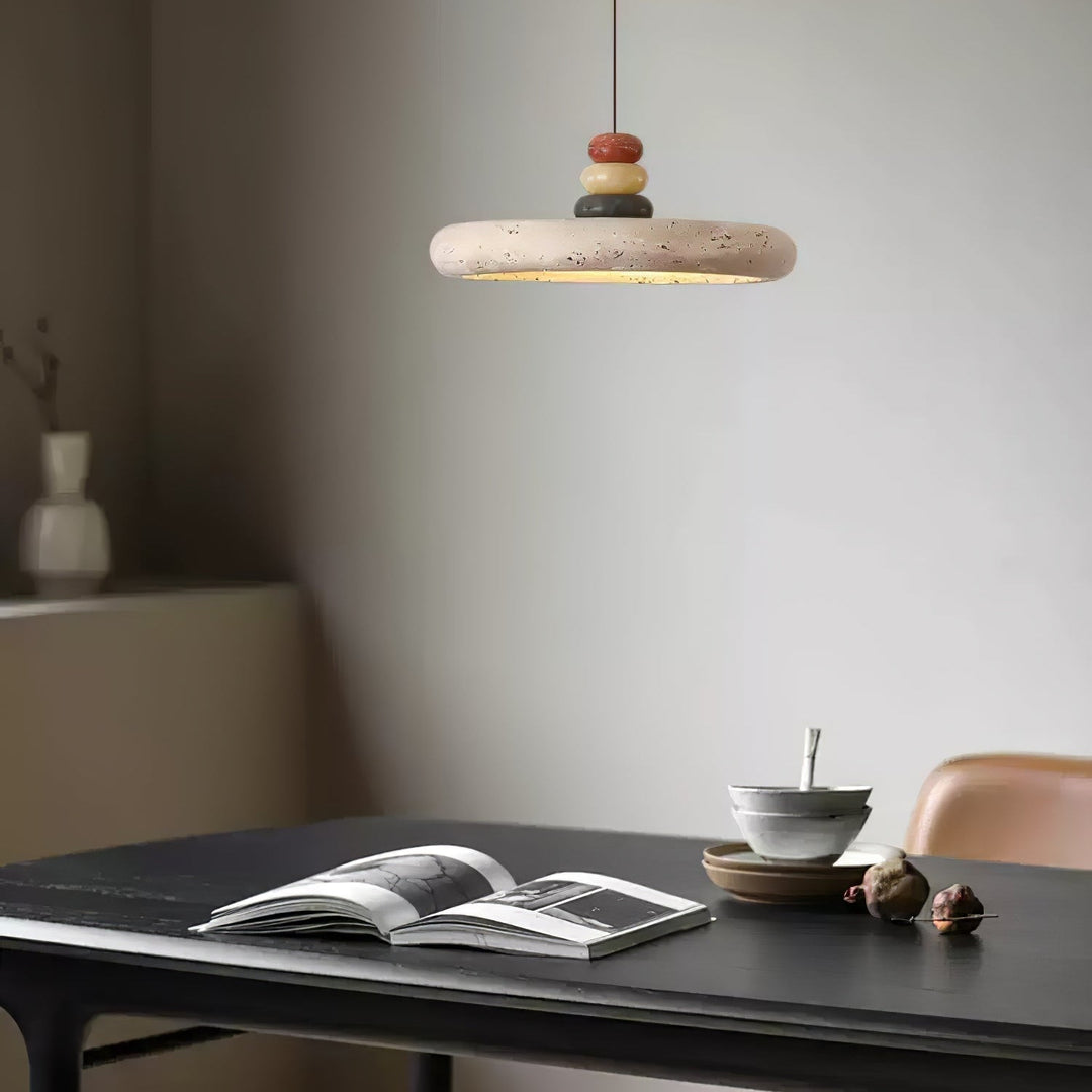 Cuvarora lampada a sospensione in travertino giallo