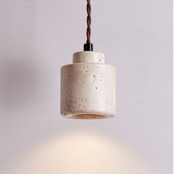 Elemental lampada a sospensione in travertino giallo mini