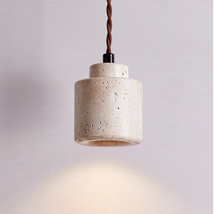 Elemental lampada a sospensione in travertino giallo mini