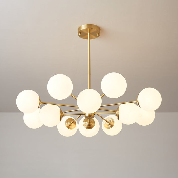 Velirora lampadario Elysium ottone sfere in vetro Smerigliato