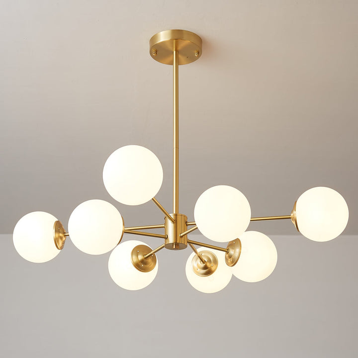 Velirora lampadario Elysium ottone sfere in vetro Smerigliato