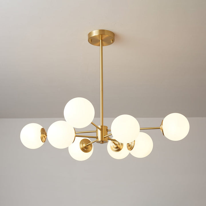 Velirora lampadario Elysium ottone sfere in vetro Smerigliato