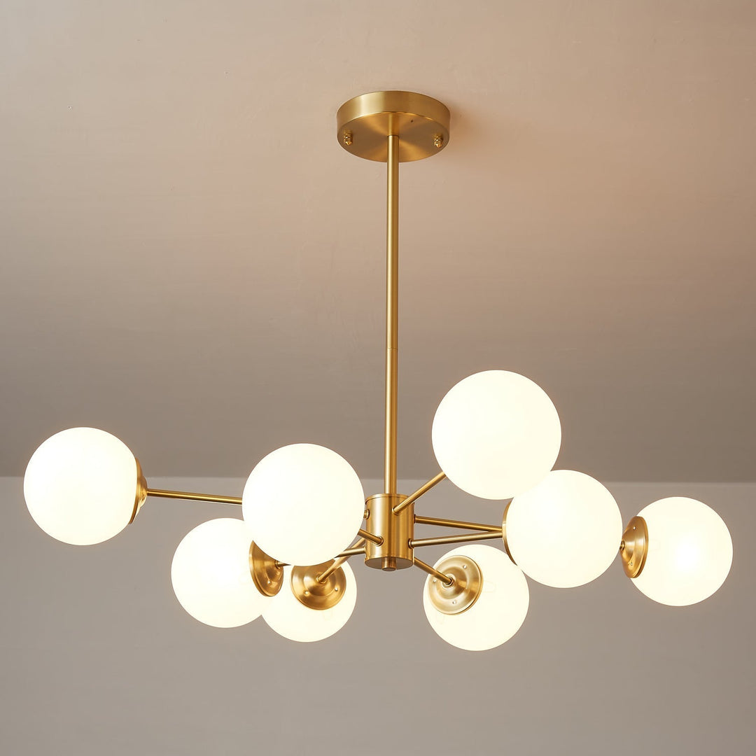 Velirora lampadario Elysium ottone sfere in vetro Smerigliato