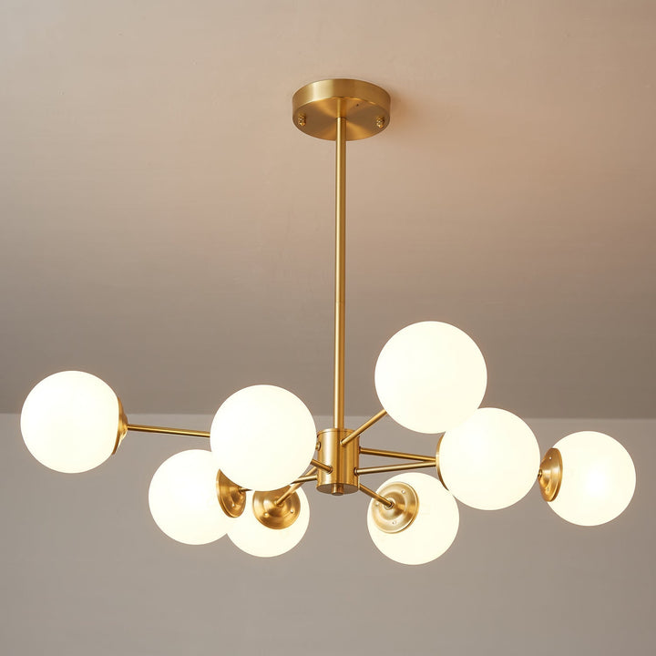 Velirora lampadario Elysium ottone sfere in vetro Smerigliato