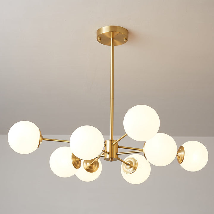 Velirora lampadario Elysium ottone sfere in vetro Smerigliato