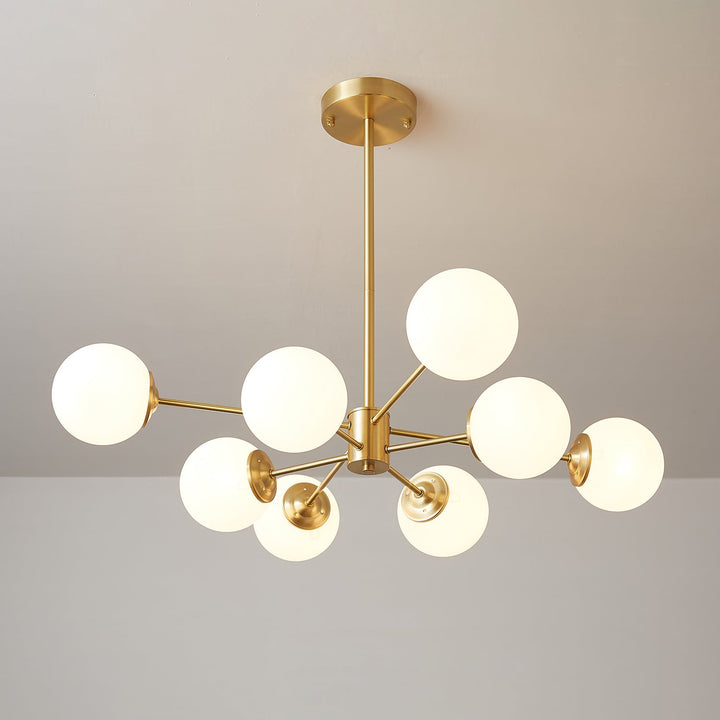 Velirora lampadario Elysium ottone sfere in vetro Smerigliato