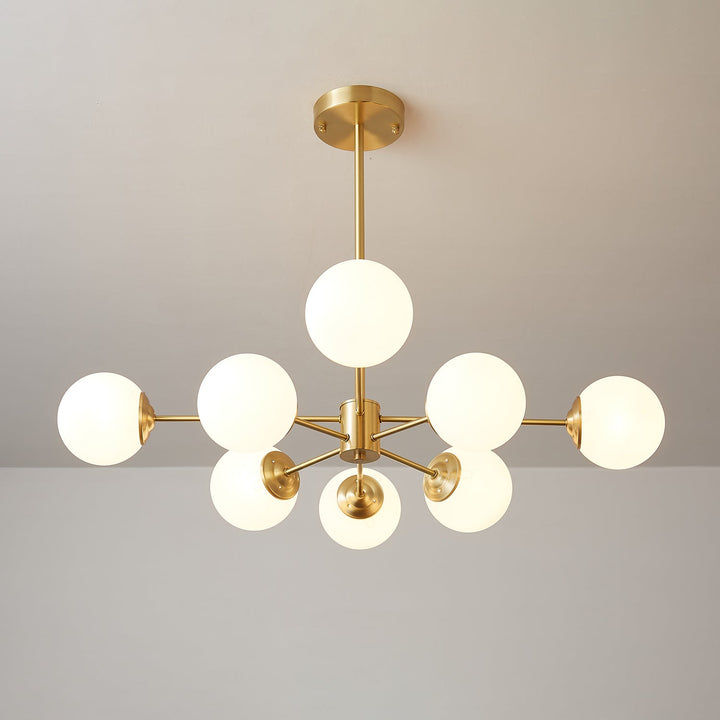 Velirora lampadario Elysium ottone sfere in vetro Smerigliato