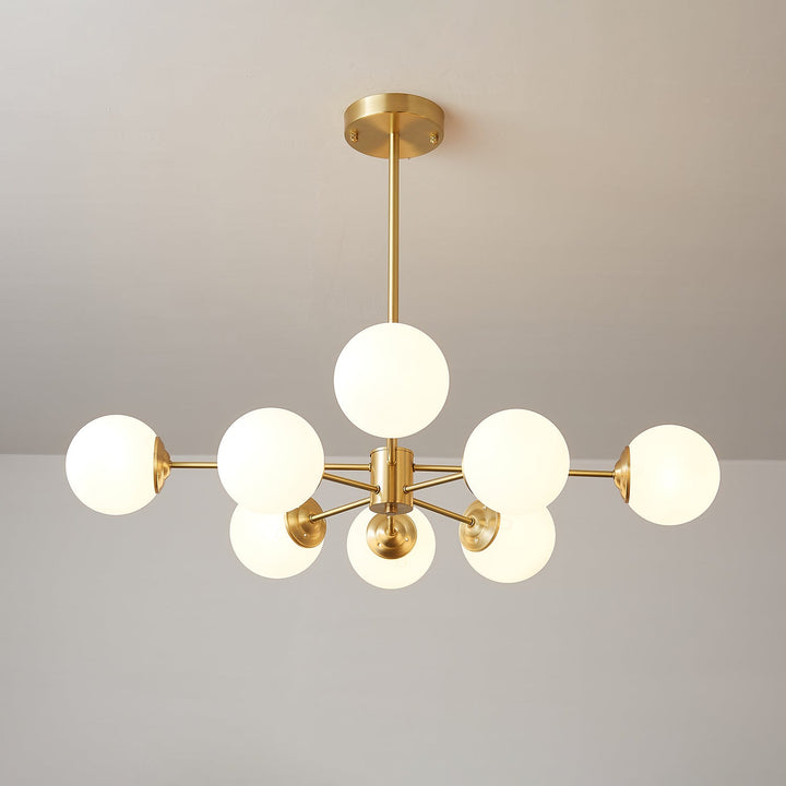 Velirora lampadario Elysium ottone sfere in vetro Smerigliato