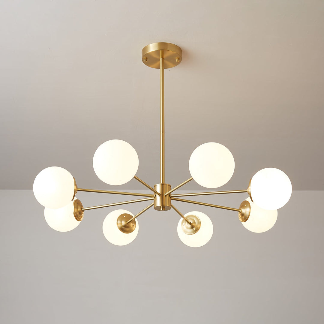 Velirora lampadario Elysium ottone sfere in vetro Smerigliato