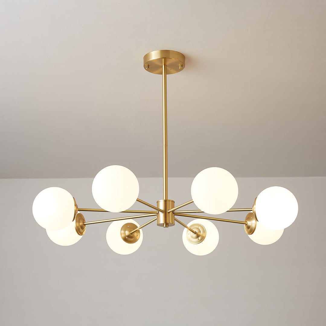 Velirora lampadario Elysium ottone sfere in vetro Smerigliato
